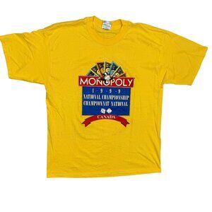 Vintage 90s Monopoly 1999 National Championship TShirt Yellow Cotton XL